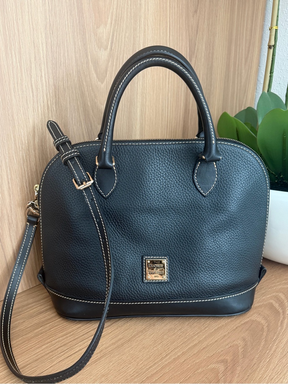Dooney & Bourke Black Leather Satchel Crossbody Bag